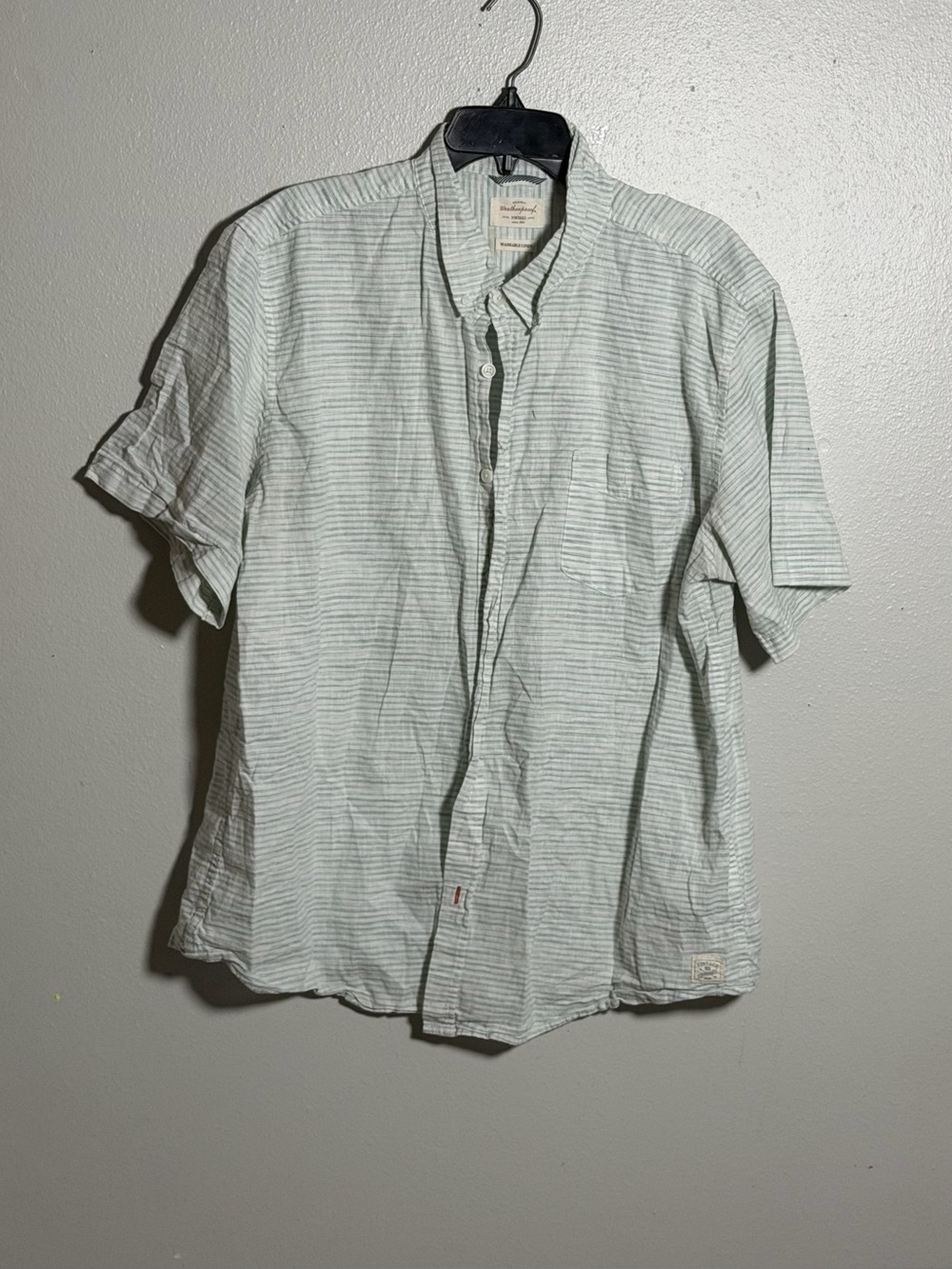Weatherproof Vintage Men's Linen Button Down Shirt White Striped size XXL